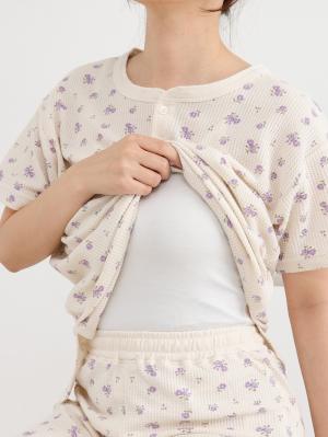 マタニティ パジャマ・ルームウェア|半袖サーマルパジャマ3点セット　JEMORGAN（ジェーイーモーガン）　ギフト　マタニティ・産後【出産後も長く使える】