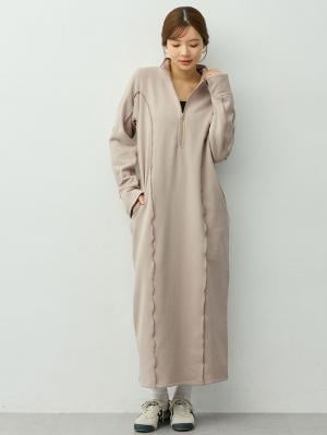 裏毛裏起毛センターシームIラインスウェットワンピース　マタニティ・産後授乳服【出産後も長く着られる】10642