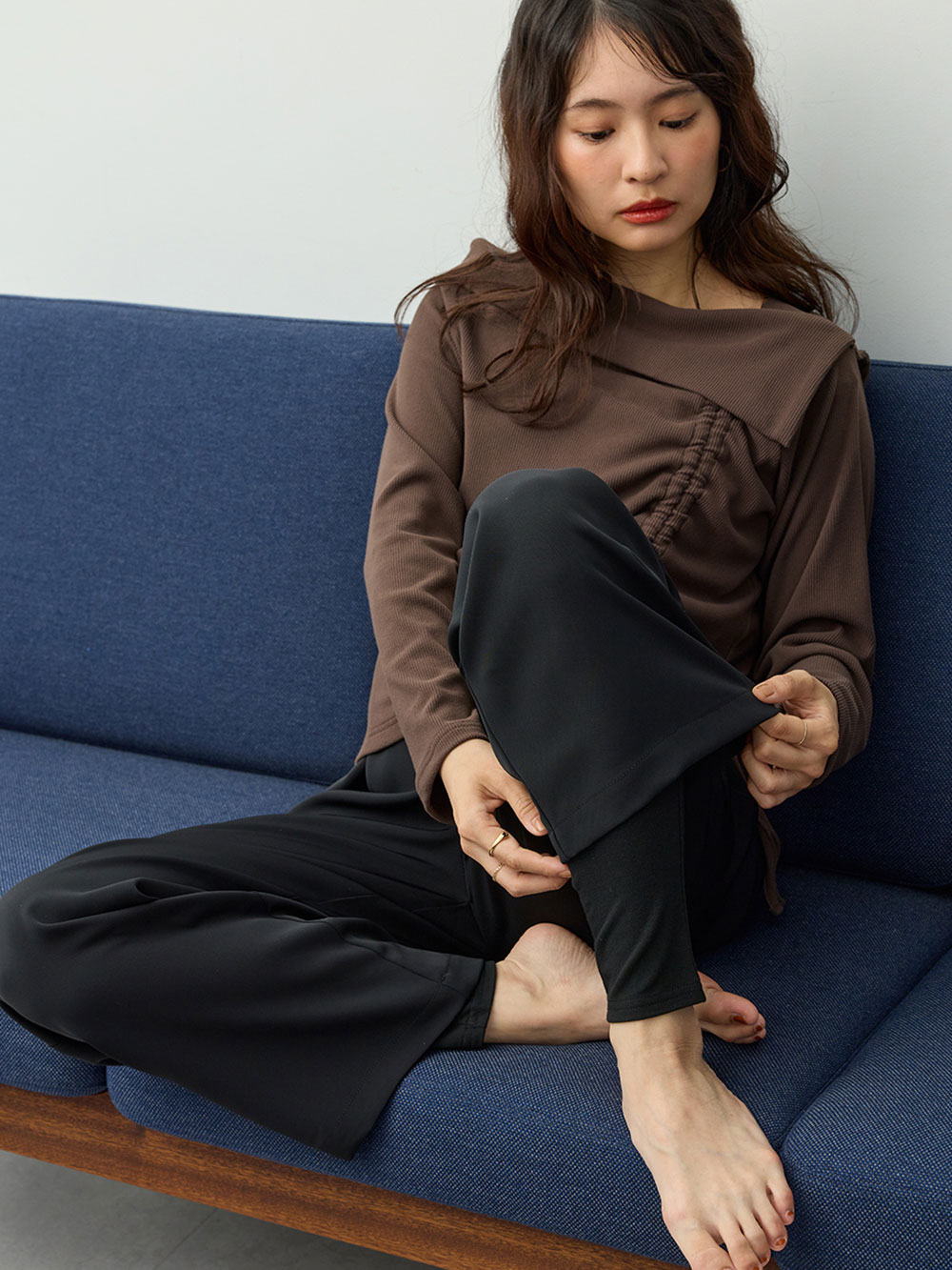マタニティ パンツ|おなからくちんしっとり潤うレギンス　マタニティ・産後【産後も長く着れる】INUJIRUSHI（イヌジルシ）|ブラック