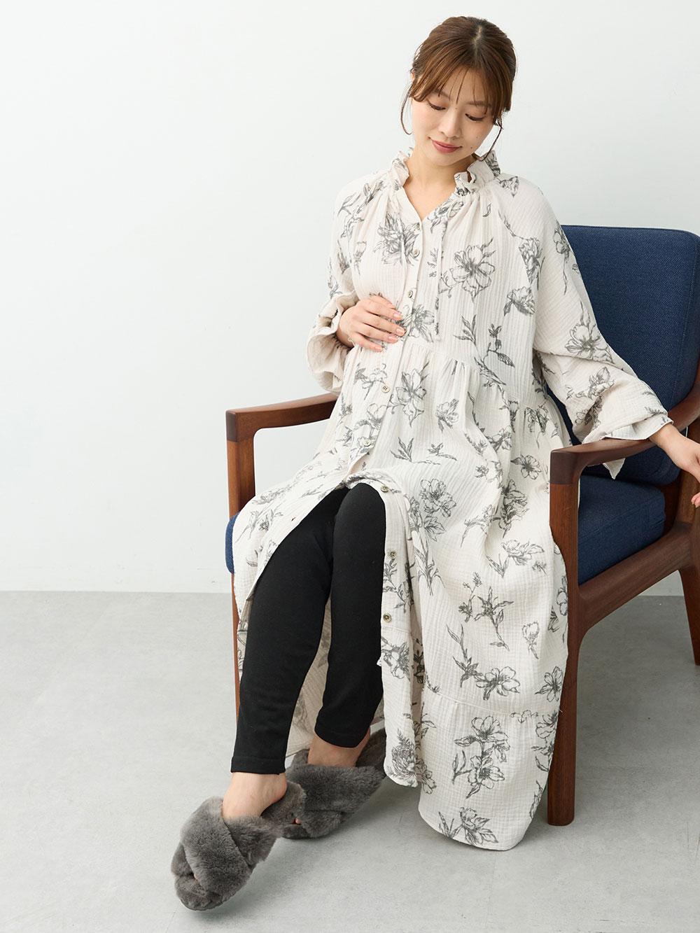 マタニティ パンツ|らくちんあったかシームレスレギンス　マタニティ・産後【産後も長く着れる】INUJIRUSHI（イヌジルシ）|ブラック
