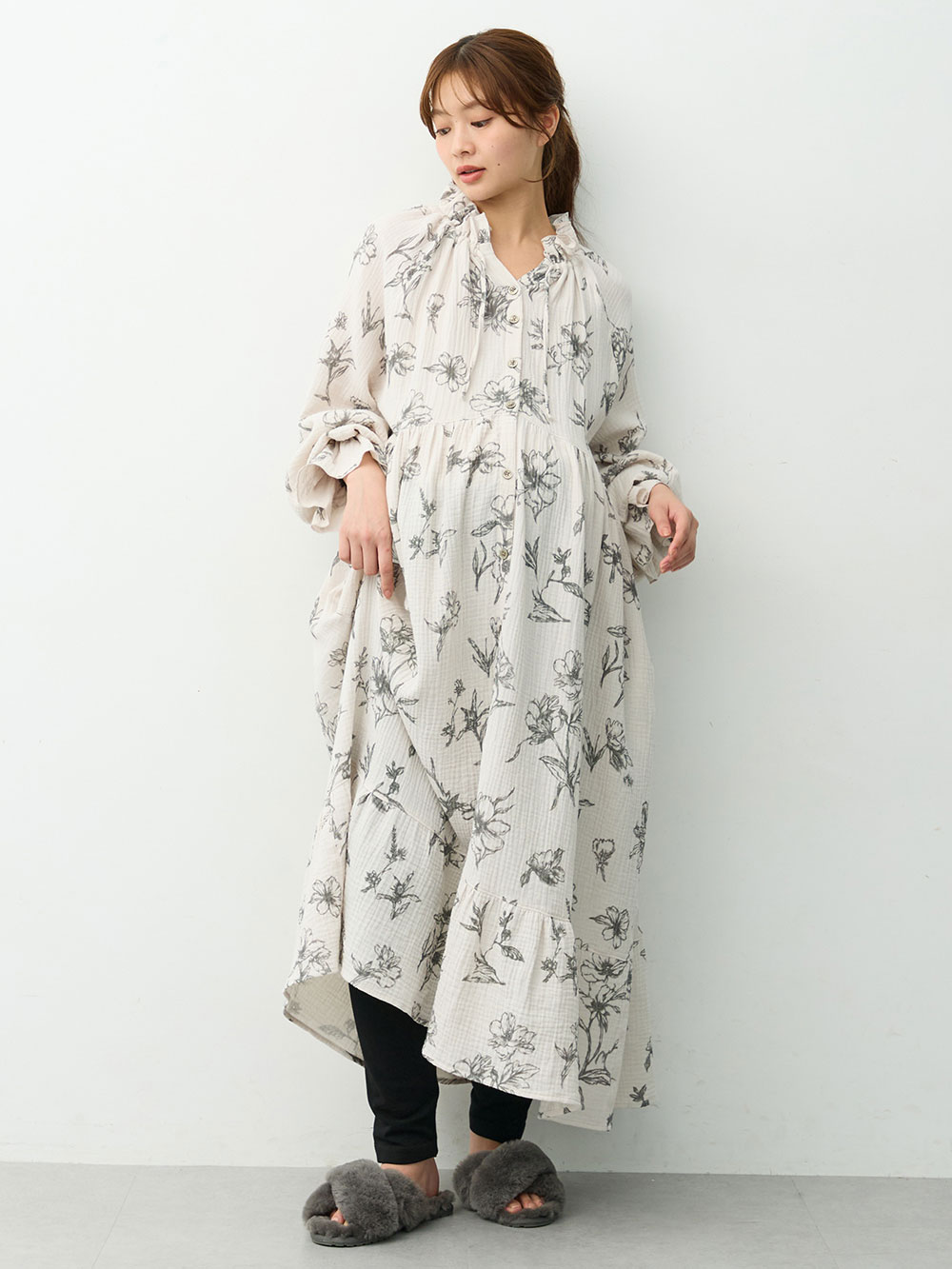 マタニティ パンツ|らくちんあったかシームレスレギンス　マタニティ・産後【産後も長く着れる】INUJIRUSHI（イヌジルシ）|ブラック