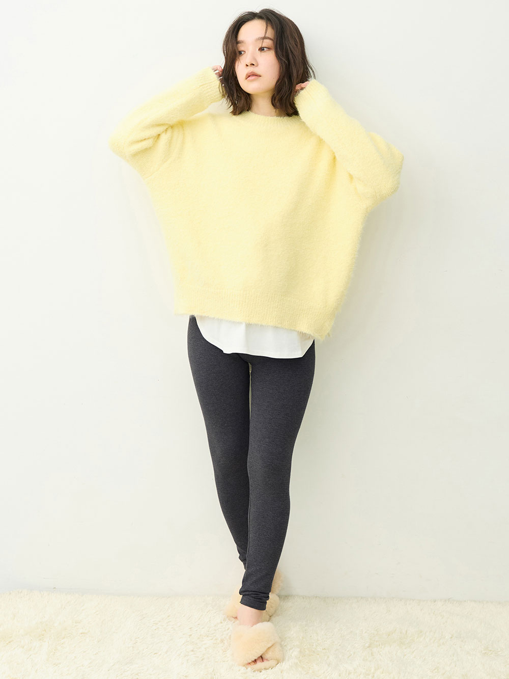 マタニティ パンツ|らくちんあったかシームレスレギンス　マタニティ・産後【産後も長く着れる】INUJIRUSHI（イヌジルシ）|チャコールグレー
