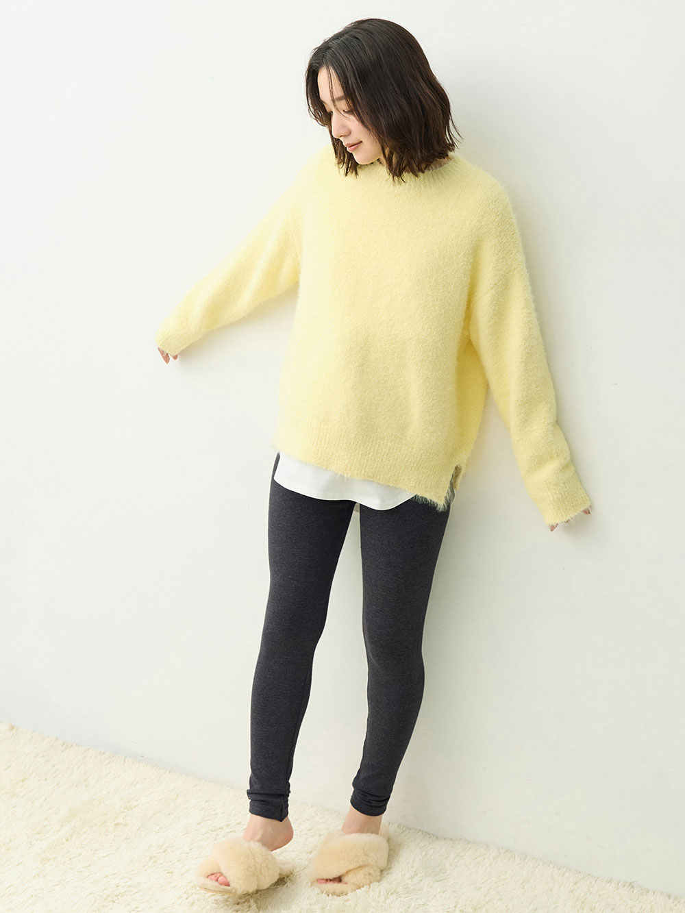 マタニティ パンツ|らくちんあったかシームレスレギンス　マタニティ・産後【産後も長く着れる】INUJIRUSHI（イヌジルシ）|チャコールグレー