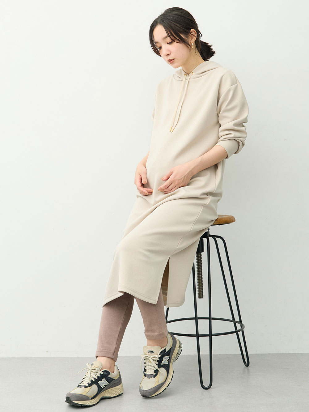 マタニティ パンツ|らくちんあったかシームレスレギンス　マタニティ・産後【産後も長く着れる】INUJIRUSHI（イヌジルシ）|モカ