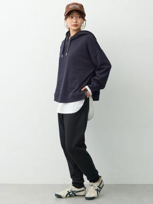 マタニティ パンツ|綿混裏シャギージョガーパンツ　マタニティ・産後【産後も長く着れる】INUJIRUSHI（イヌジルシ）|ブラック