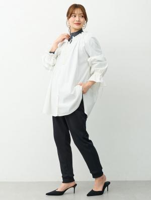 マタニティ パンツ|綿混裏シャギージョガーパンツ　マタニティ・産後【産後も長く着れる】INUJIRUSHI（イヌジルシ）|ブラック
