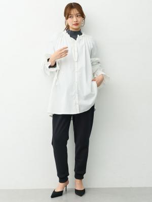 マタニティ パンツ|綿混裏シャギージョガーパンツ　マタニティ・産後【産後も長く着れる】INUJIRUSHI（イヌジルシ）|ブラック