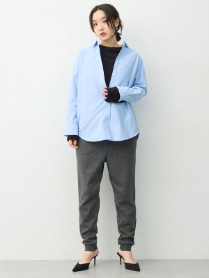 マタニティ パンツ|綿混裏シャギージョガーパンツ　マタニティ・産後【産後も長く着れる】INUJIRUSHI（イヌジルシ）|チャコールグレー