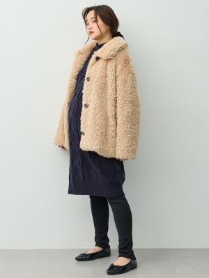 マタニティ パンツ|綿混裏シャギーレギンスパンツ　マタニティ・産後【産後も長く着れる】INUJIRUSHI（イヌジルシ）|ブラック