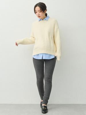 マタニティ パンツ|綿混裏シャギーレギンスパンツ　マタニティ・産後【産後も長く着れる】INUJIRUSHI（イヌジルシ）|チャコールグレー