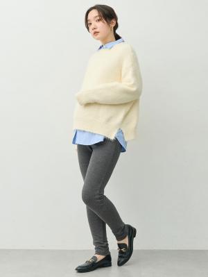 マタニティ パンツ|綿混裏シャギーレギンスパンツ　マタニティ・産後【産後も長く着れる】INUJIRUSHI（イヌジルシ）|チャコールグレー