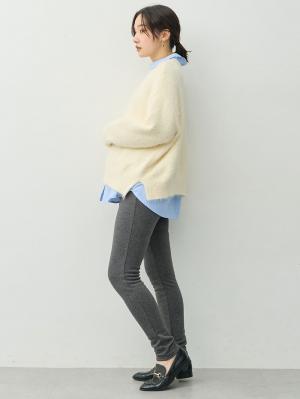 マタニティ パンツ|綿混裏シャギーレギンスパンツ　マタニティ・産後【産後も長く着れる】INUJIRUSHI（イヌジルシ）|チャコールグレー