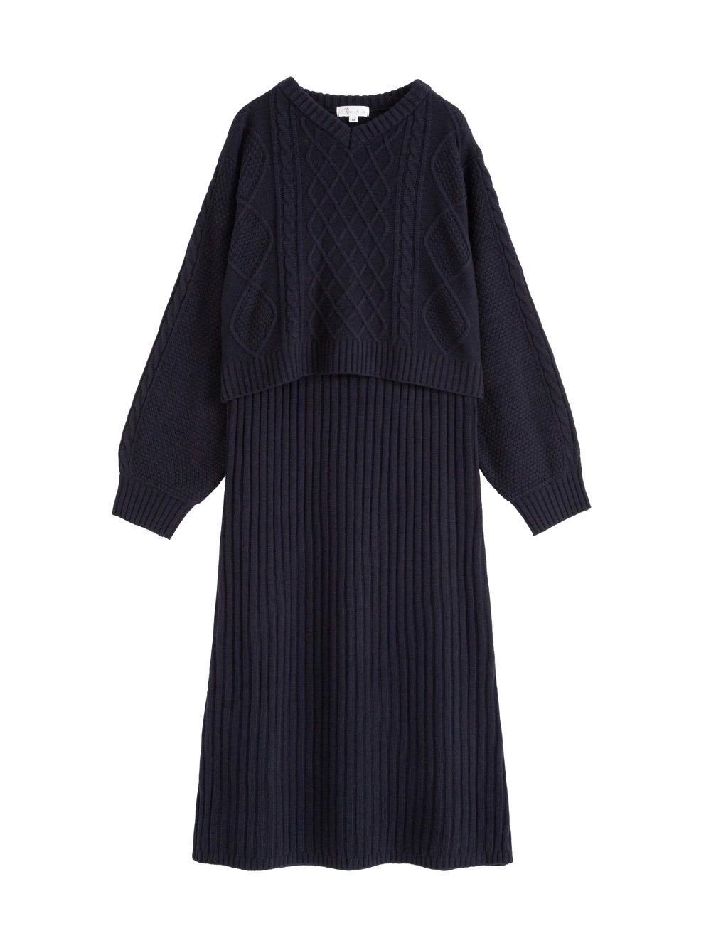 マタニティ ワンピース|ケーブル編みワンピース　マタニティ・産後【産後も長く着れる】Rosemadame(ローズマダム)|ネイビー