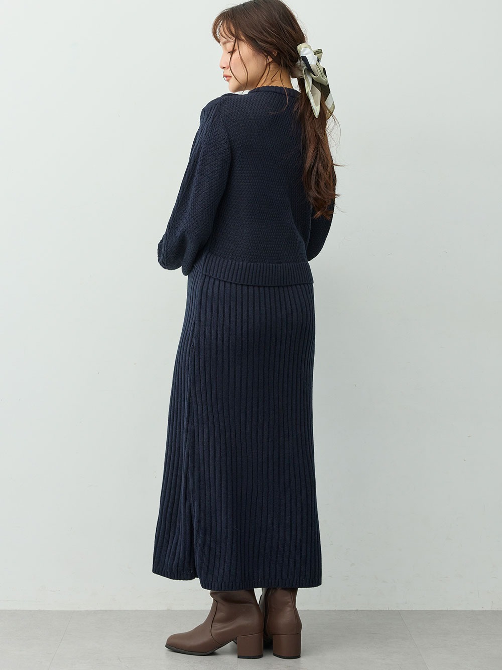 マタニティ ワンピース|ケーブル編みワンピース　マタニティ・産後【産後も長く着れる】Rosemadame(ローズマダム)|ネイビー