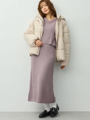 マタニティ ワンピース|ケーブル編みワンピース　マタニティ・産後【産後も長く着れる】Rosemadame(ローズマダム)|パープル