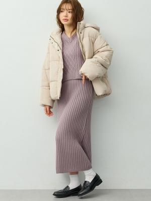 マタニティ ワンピース|ケーブル編みワンピース　マタニティ・産後【産後も長く着れる】Rosemadame(ローズマダム)|パープル