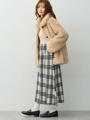 マタニティ ワンピース|チェック柄切替ニットワンピース　マタニティ・産後【産後も長く着れる】Rosemadame(ローズマダム)|アイボリー