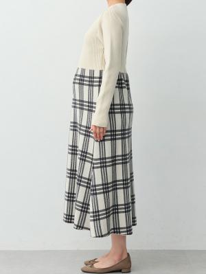マタニティ ワンピース|チェック柄切替ニットワンピース　マタニティ・産後【産後も長く着れる】Rosemadame(ローズマダム)