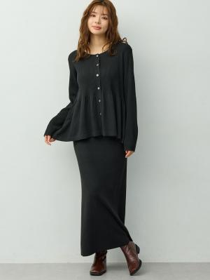マタニティ ワンピース|ペプラムニットセットアップ　マタニティ・産後【産後も長く着れる】Rosemadame(ローズマダム)|ブラック