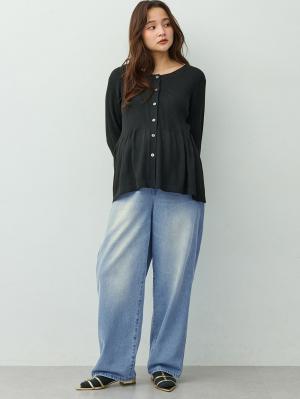 マタニティ ワンピース|ペプラムニットセットアップ　マタニティ・産後【産後も長く着れる】Rosemadame(ローズマダム)|ブラック