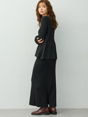 マタニティ ワンピース|ペプラムニットセットアップ　マタニティ・産後【産後も長く着れる】Rosemadame(ローズマダム)|ブラック