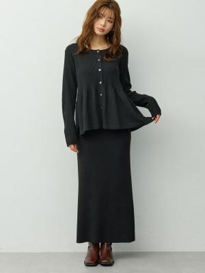 マタニティ ワンピース|ペプラムニットセットアップ　マタニティ・産後【産後も長く着れる】Rosemadame(ローズマダム)|ブラック