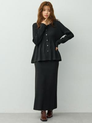 マタニティ ワンピース|ペプラムニットセットアップ　マタニティ・産後【産後も長く着れる】Rosemadame(ローズマダム)|ブラック