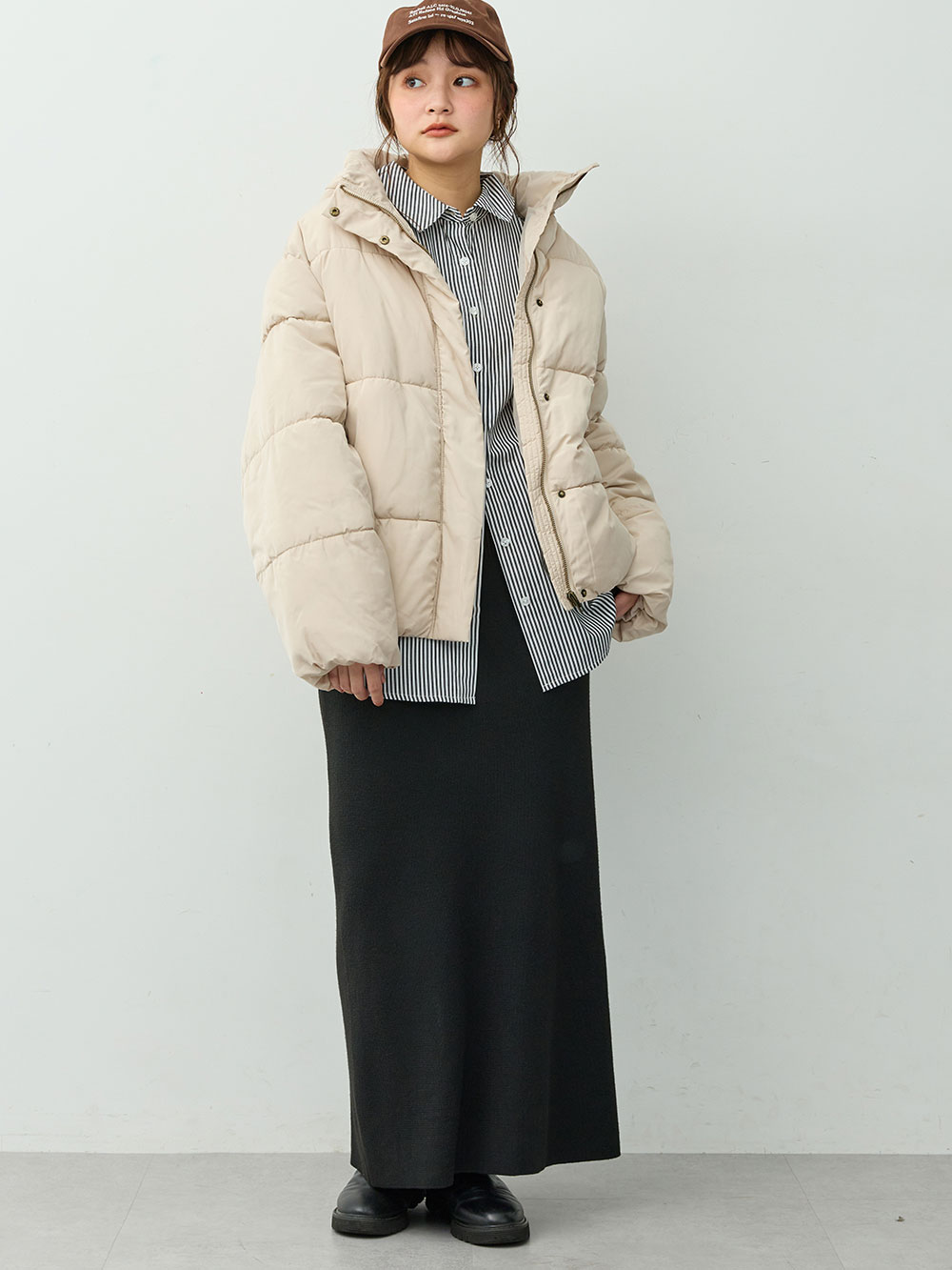 マタニティ ワンピース|ペプラムニットセットアップ　マタニティ・産後【産後も長く着れる】Rosemadame(ローズマダム)|ブラック
