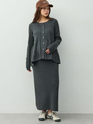 マタニティ ワンピース|ペプラムニットセットアップ　マタニティ・産後【産後も長く着れる】Rosemadame(ローズマダム)|チャコール