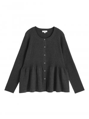 マタニティ ワンピース|ペプラムニットセットアップ　マタニティ・産後【産後も長く着れる】Rosemadame(ローズマダム)|チャコール