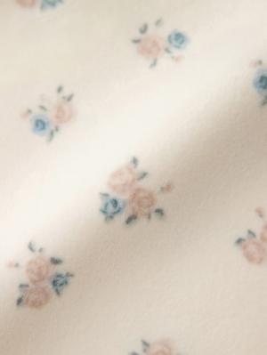 マタニティ・授乳パジャマ・ルームウェア|ベロア小花柄パジャマ　マタニティ・産後【産後も長く着れる】Rosemadame(ローズマダム)|アイボリー