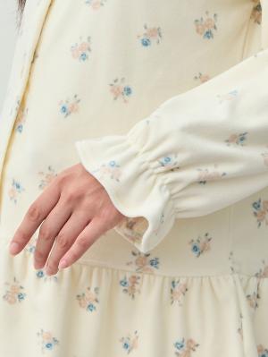 マタニティ・授乳パジャマ・ルームウェア|ベロア小花柄パジャマ　マタニティ・産後【産後も長く着れる】Rosemadame(ローズマダム)