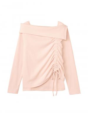マタニティトップス・授乳服トップス|オフショル風ギャザートップス　マタニティ・産後授乳服【出産後も長く着られる】|ペールピンク