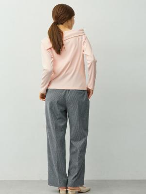 マタニティトップス・授乳服トップス|オフショル風ギャザートップス　マタニティ・産後授乳服【出産後も長く着られる】|ペールピンク