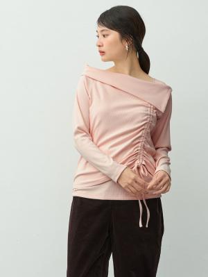 マタニティトップス・授乳服トップス|オフショル風ギャザートップス　マタニティ・産後授乳服【出産後も長く着られる】|ペールピンク