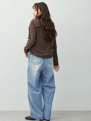 マタニティトップス・授乳服トップス|オフショル風ギャザートップス　マタニティ・産後授乳服【出産後も長く着られる】|ブラウン