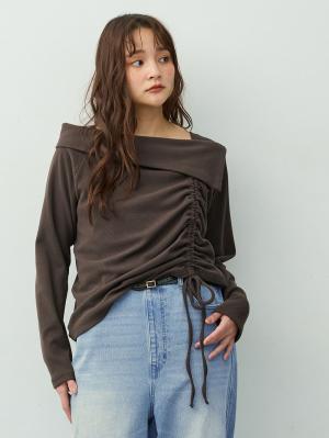オフショル風ギャザートップス　マタニティ・産後授乳服【出産後も長く着られる】10655