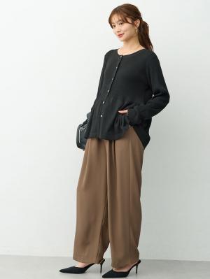 マタニティ パンツ|【選べる2丈】タックギャザーパンツ　マタニティ・産後【出産後も長く着られる】|モカブラウン