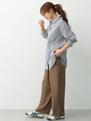 マタニティ パンツ|【選べる2丈】タックギャザーパンツ　マタニティ・産後【出産後も長く着られる】|モカブラウン