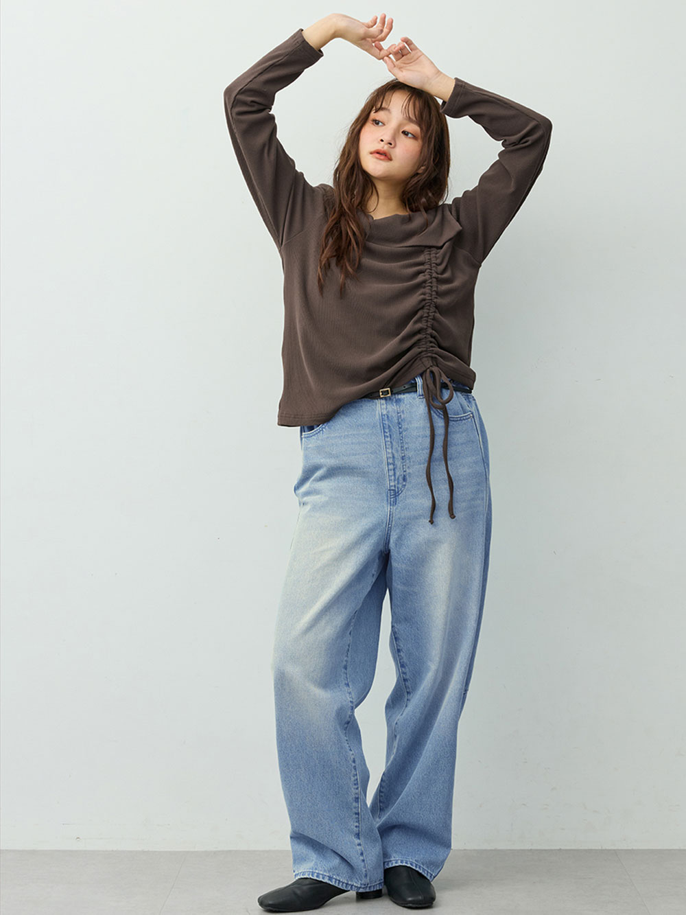 マタニティ パンツ|綿100％バレルデニムパンツ　マタニティ・産後【出産後も長く着られる】|ブルー
