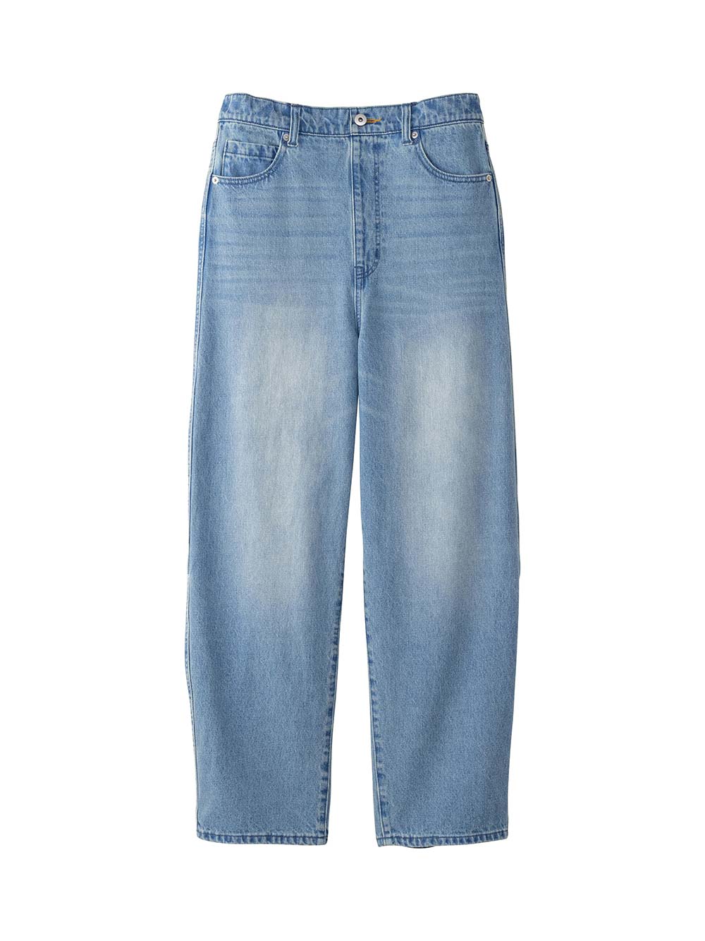 マタニティ パンツ|綿100％バレルデニムパンツ　マタニティ・産後【出産後も長く着られる】|ブルー