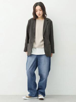 マタニティ パンツ|綿100％バレルデニムパンツ　マタニティ・産後【出産後も長く着られる】|ネイビー