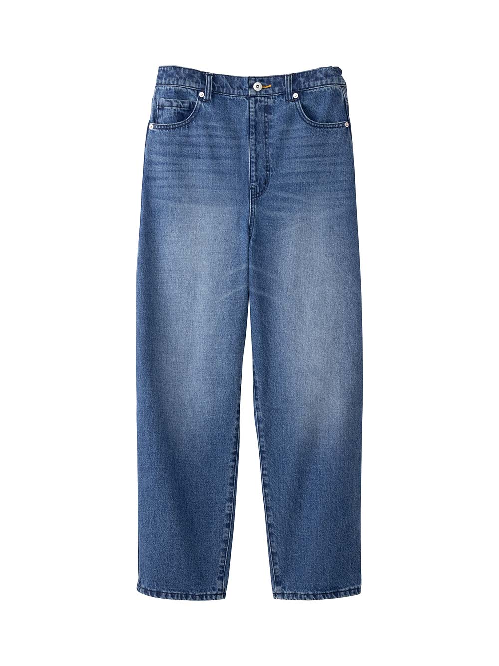 マタニティ パンツ|綿100％バレルデニムパンツ　マタニティ・産後【出産後も長く着られる】|ネイビー