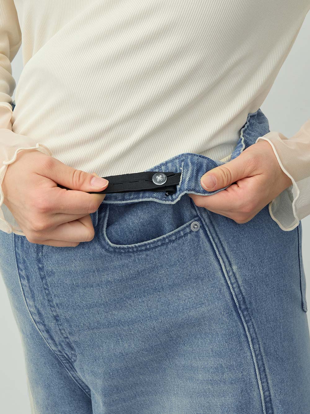 マタニティ パンツ|綿100％バレルデニムパンツ　マタニティ・産後【出産後も長く着られる】