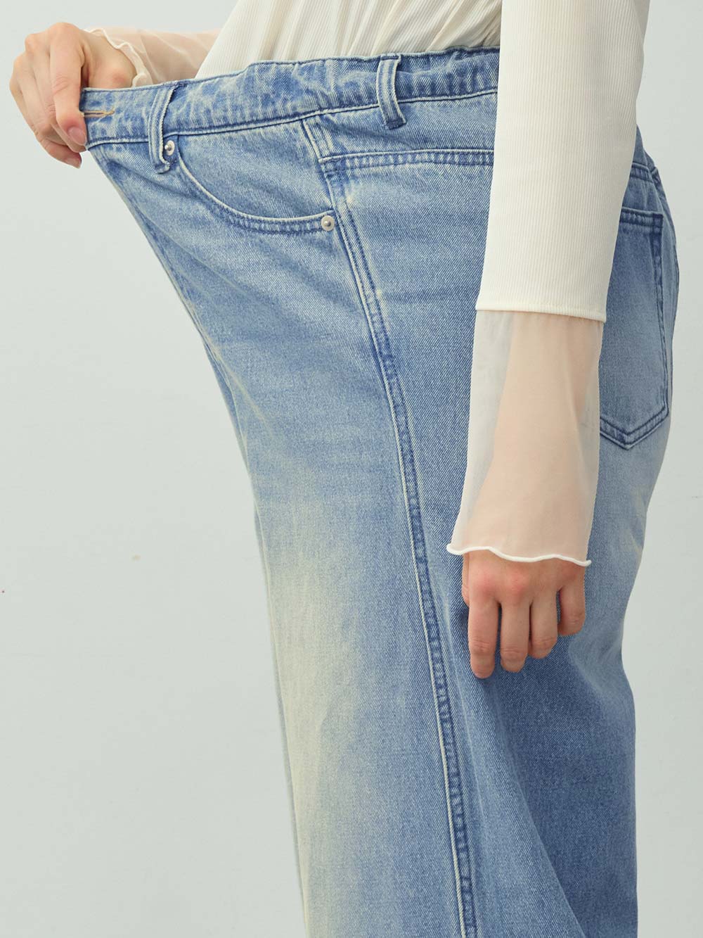マタニティ パンツ|綿100％バレルデニムパンツ　マタニティ・産後【出産後も長く着られる】