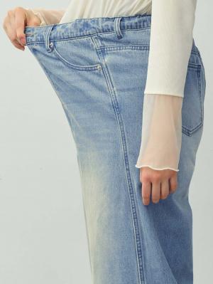 マタニティ パンツ|綿100％バレルデニムパンツ　マタニティ・産後【出産後も長く着られる】