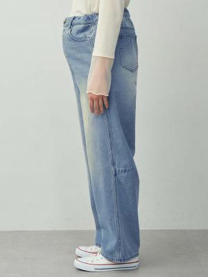 マタニティ パンツ|綿100％バレルデニムパンツ　マタニティ・産後【出産後も長く着られる】