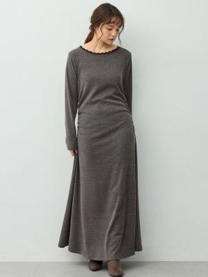 マタニティ ワンピース|【選べる2丈】サイドギャザーマタニティワンピース　マタニティ・産後【出産後も長く着られる】|チャコール