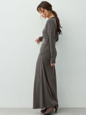 マタニティ ワンピース|【選べる2丈】サイドギャザーマタニティワンピース　マタニティ・産後【出産後も長く着られる】|チャコール