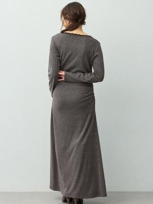 マタニティ ワンピース|【選べる2丈】サイドギャザーマタニティワンピース　マタニティ・産後【出産後も長く着られる】|チャコール
